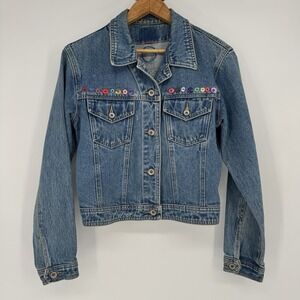 Upcycled Vintage GAP Denim Jacket Women's Size Small Trucker Buttons Appliqués